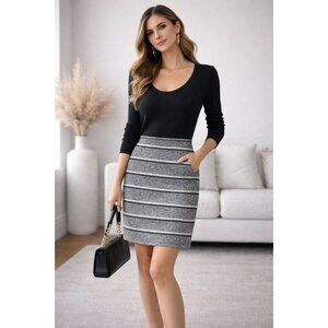 Ann Taylor Textured Stripe Pencil Skirt with Hidden Pockets – Size 2